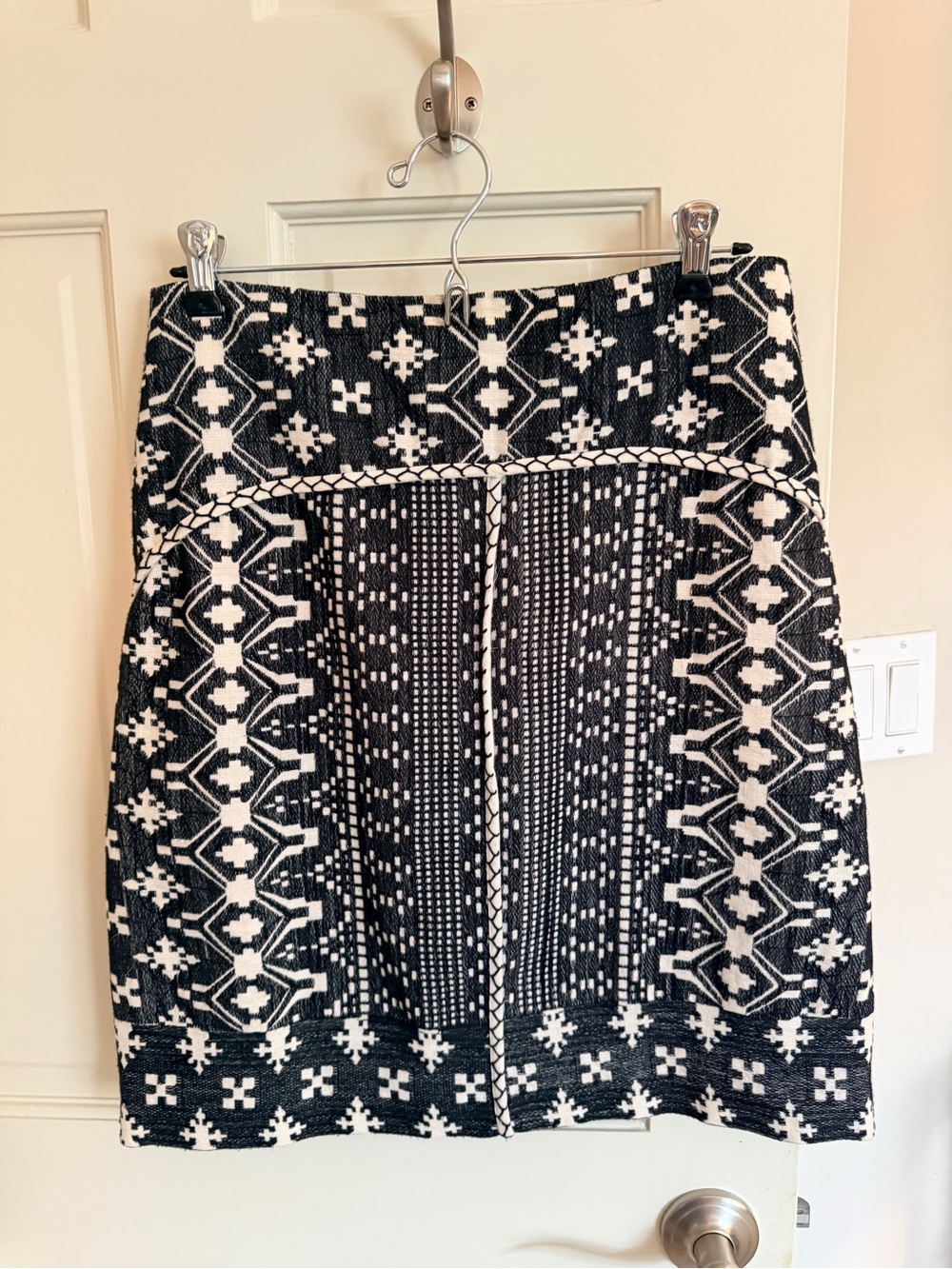 Kobi Halperin Black and White Geometric Pencil Skirt